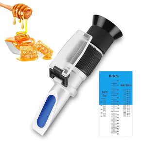 Honey Sugar Content Tester, 1x 3 in 1 58-90% Professional Honey Sweetness Brix Refractometer Milk Drink Fruit Jam Moisture Measure Test Baume Degree Meter for Healthy Diet