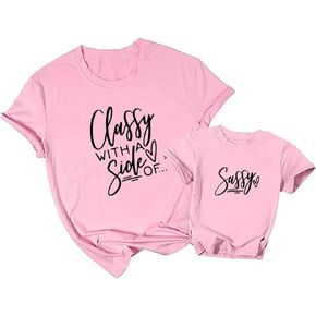 Mommy and Me Matching Shirts Classy with A Side of Sassy Mother Daughter Tshirt Funny Mama and Mini Family Outfits in Kuwait