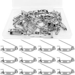 50 Pcs Brooch Pins, Safety Pins, Pin Badge Backs with Holes for Jewelry Crafting, Sewing Fabric (35MM, Gold)