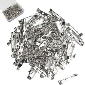 Bar Pins Brooch Clasp Pin Backs Safety Pin 100 Pieces Silver for Name Tags, Badges 0.75 Inch (20mm)
