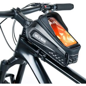 WILD MAN حقيبة هاتف للدراجة، حقيبة للدراجة، حقيبة أنبوبية علوية، حقيبة للهاتف الأمامي للدراجة، ملحقات الدراجة، حقيبة هاتف مقاومة للماء EVA، حقائب مقود علوية مناسبة لـ 6.8 بوصة (أسود) in Kuwait