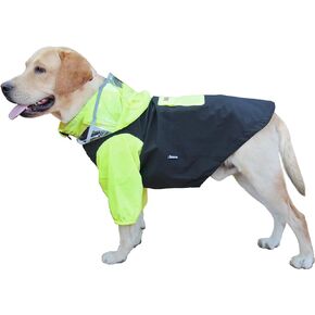 MAMORE Dog Raincoat,Waterproof Dog Rain Jacket with Leash Hole and Clear Hood, Lightweight Reflective Dog Rain Coat for Small Medium Large Dogs (XX-Large, Orange&Black)