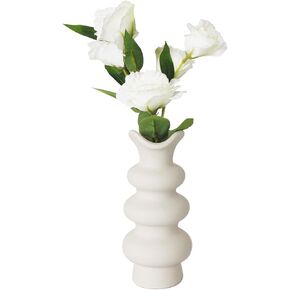 Contemporary Black Ceramic Vase Set for Stylish Home Décor 8.3 Inch, Sleek Minimalist Vases for Floral Arrangements, Boho Chic Decorative Vessels. (Black, L)