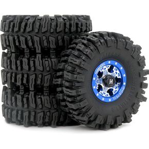 HOBBYSOUL Soft Sticky 64 * 25mm 1.0 Mud Slingers tires & Heavy 1.0 Beadlock Wheels Black rims For RC Crawler 1/24 AX24 SCX24 FCX24 1/18 TRX4M Upgrades