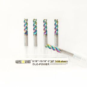 Tools DLC Series Carbide Square End Mill, Diamond-Like Coating, End Mill for Aluminum, Copper, Magnesium Alloys, High Silicon Aluminum, Composite Materials,3 Flute,1/4 Shank (.25(1/4)", 2pcs)