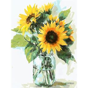 YOMEIA 5D Diamond Painting Kits for Adults Full Drill Sunflower Diamond Art Paint with Round Diamonds DIY Gem Painting Kit for Home Wall Decor(11.8x15.7in)