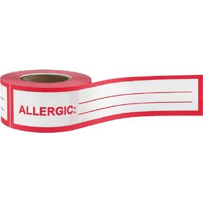 ChromaLabel 1 Inch Allergic Write-in Tape, Red and White Imprint, 500 Inch Roll
