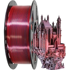 Bicolor Double Colors Silk Metallic Gold Black PLA Coextrusion Filament, 1.75mm 2 Colors in 1 Printing 2 Colored Silk PLA, Widely Fit for 3D Printer, 2.2lbs/1kg Dual Color Material