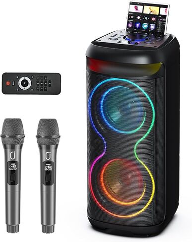 JYX Karaoke Machine with 2 Wireless Microphones for Adults, Big Bluetooth Party Speaker with LED Disco Light, Support TWS/USB/AUX/TF Card Input, Perfect for Outdoor, Home, Stage Subwoofers, T20T in Saudi Arabia