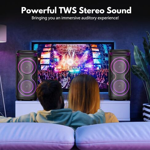 JYX Karaoke Machine with 2 Wireless Microphones for Adults, Big Bluetooth Party Speaker with LED Disco Light, Support TWS/USB/AUX/TF Card Input, Perfect for Outdoor, Home, Stage Subwoofers, T20T in Saudi Arabia