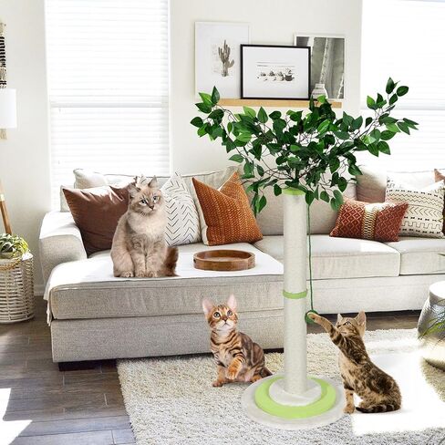 Cat Scratching Post, Kitten Scratcher Sisal Scratch Posts Trees, Kitten Claw Scratch with Dangling Toy Balls for Indoor Kittens and Cats in Kuwait