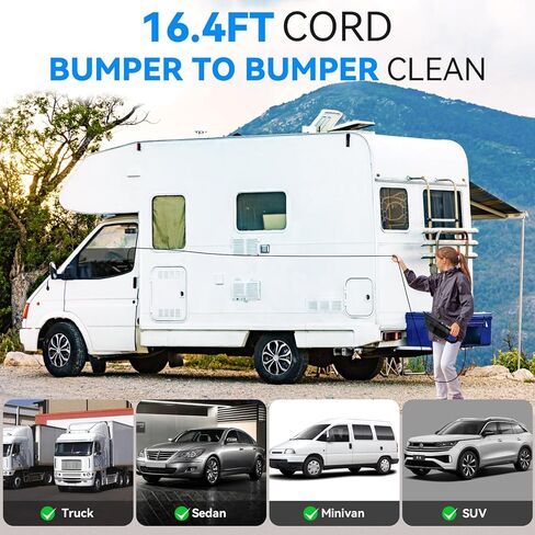 مكنسة كهربائية للسيارة JUSTTOP، مكنسة كهربائية صغيرة محمولة بقوة 12 فولت، سلك طاقة بطول 16.4 قدم وحزمة ملحقات تفصيلية، ملحقات السيارة للرجال والنساء، طقم تنظيف للسفر في العربة، أساسيات السيارة in Kuwait