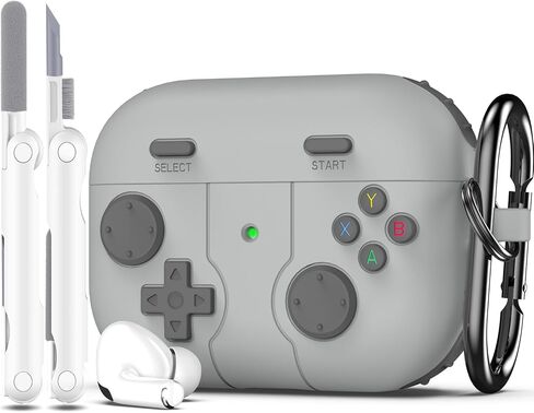 R-fun for AirPods Pro 3 Case (2025) Cover with Cleaner Kit, Classic Handheld Game Console Design Soft Skin Silicone Protective for Apple AirPods Pro 3rd Generation Charging Case, Grey in Saudi Arabia