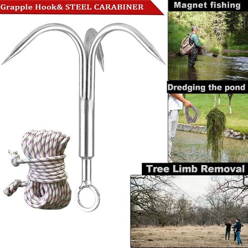Yiliaw Stainless Steel Outdoor Grappling Hook with 50FT Rope/Climbing Claw/Gravity Hook/Flying Tigers/Aquatic Anchor Hook for Your Outdoor Life,Hiking,Tree Limb Removal in Saudi Arabia