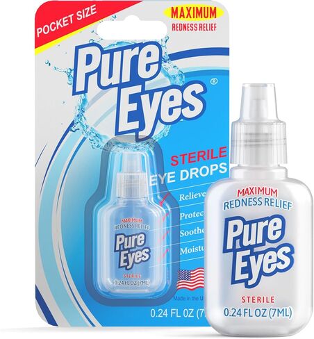 | Red Eyes Drops Redness Relief | Lubricating Eye Drops for Dry Eyes | Irritated Eyes Relief | Moisturizing Eye Drops | Travel Size 0.24 fl oz (7ml) | Pack of 3 | Made in USA in Saudi Arabia