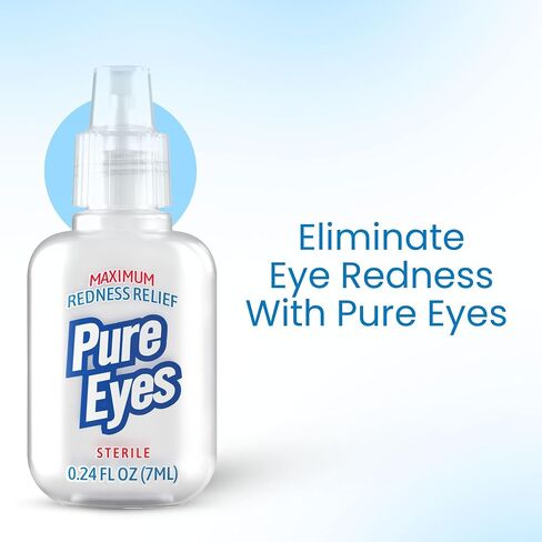 | Red Eyes Drops Redness Relief | Lubricating Eye Drops for Dry Eyes | Irritated Eyes Relief | Moisturizing Eye Drops | Travel Size 0.24 fl oz (7ml) | Pack of 3 | Made in USA in Saudi Arabia
