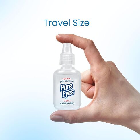| Red Eyes Drops Redness Relief | Lubricating Eye Drops for Dry Eyes | Irritated Eyes Relief | Moisturizing Eye Drops | Travel Size 0.24 fl oz (7ml) | Pack of 3 | Made in USA in Saudi Arabia