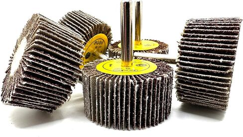 Dabynology 5 Pack 2" x 1" x 1/4" 40 Grit Aluminum Oxide Shank Mounted Abrasive Flap Wheels, Ideal for Metal, Wood, Grinding, Blending, Polishing, Rust & Paint Removal in Kuwait