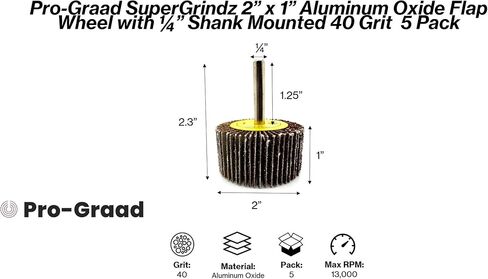 Dabynology 5 Pack 2" x 1" x 1/4" 40 Grit Aluminum Oxide Shank Mounted Abrasive Flap Wheels, Ideal for Metal, Wood, Grinding, Blending, Polishing, Rust & Paint Removal in Kuwait