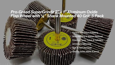 Dabynology 5 Pack 2" x 1" x 1/4" 40 Grit Aluminum Oxide Shank Mounted Abrasive Flap Wheels, Ideal for Metal, Wood, Grinding, Blending, Polishing, Rust & Paint Removal in Kuwait