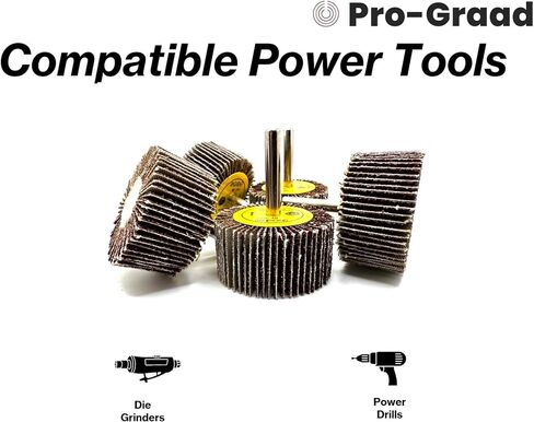 Dabynology 5 Pack 2" x 1" x 1/4" 40 Grit Aluminum Oxide Shank Mounted Abrasive Flap Wheels, Ideal for Metal, Wood, Grinding, Blending, Polishing, Rust & Paint Removal in Kuwait