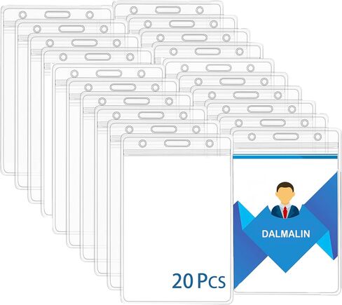 10 Pcs Extra Thick Badge Holder for Lanyard -Vertical Clear ID Card Holder with Waterproof Resealable Zip - Name Tag Holder for Nurses, Office and School in Saudi Arabia