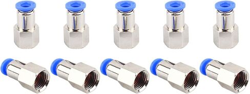 SNS أنثى 1/4 NPT دفع لتوصيل التركيبات (10 قطعة) 1/4 "أنبوب OD مستقيم النيكل مطلي النحاس تجهيزات أنابيب هوائية SPCF1/4-N02 in Kuwait