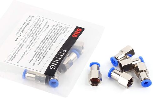SNS أنثى 1/4 NPT دفع لتوصيل التركيبات (10 قطعة) 1/4 "أنبوب OD مستقيم النيكل مطلي النحاس تجهيزات أنابيب هوائية SPCF1/4-N02 in Kuwait