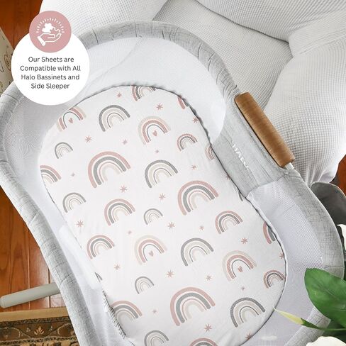 ملاءات سرير من الموسلين متوافقة مع Halo Bassinest Swivel، Flex، Glide، Premiere وLuxe Series Sleeper، حزمة 3، 33 × 17 بوصة، فائقة النعومة ومريحة، للجنسين الأولاد والبنات، قوس قزح أخضر in Kuwait