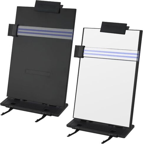 MUKLEI 2 Pack Desktop Document Holder Stand with 7 Adjustable Positions, Black Metal Paper Clipboard Stand for Typing Speech Reading Letter A4 Documents with Clip and Line Guide in Saudi Arabia