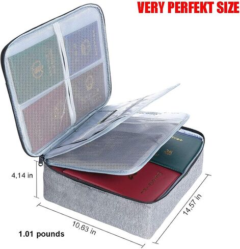 RTT Important Document Organizer - Sturdy and Spacious Bag for Documents with Lock - Shockproof and Waterproof Document Storage Organizer for Certificate, Diploma, Passport, Laptop, Cards - Brown in Saudi Arabia