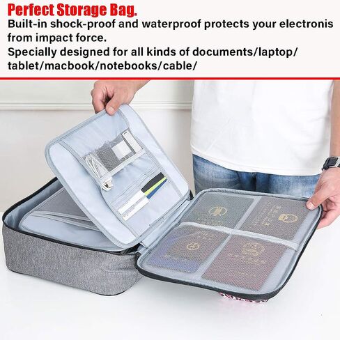 RTT Important Document Organizer - Sturdy and Spacious Bag for Documents with Lock - Shockproof and Waterproof Document Storage Organizer for Certificate, Diploma, Passport, Laptop, Cards - Brown in Saudi Arabia