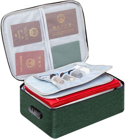 RTT Important Document Organizer - Sturdy and Spacious Bag for Documents with Lock - Shockproof and Waterproof Document Storage Organizer for Certificate, Diploma, Passport, Laptop, Cards - Brown in Saudi Arabia