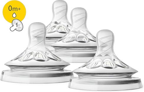 Philips Avent Natural Baby Bottle Newborn Flow Nipple, 0M+, 4pack, Flow 1, SCF651/43 in Kuwait