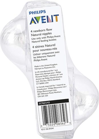 Philips Avent Natural Baby Bottle Newborn Flow Nipple, 0M+, 4pack, Flow 1, SCF651/43 in Kuwait