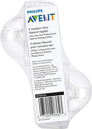 Philips Avent Natural Baby Bottle Newborn Flow Nipple, 0M+, 4pack, Flow 1, SCF651/43 in Kuwait