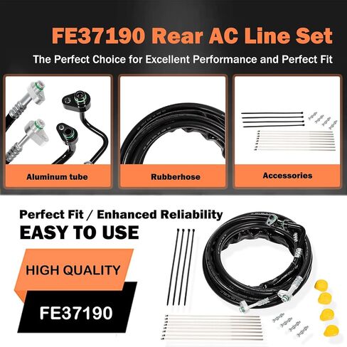 FE37190 Rear AC Line Set Fits for Ford Explorer 2011-2016, Flex and MKT 2013-2019, Upgraded High-Pressure Auxiliary AC Hose Kit with Nylon Cable Ties in Saudi Arabia
