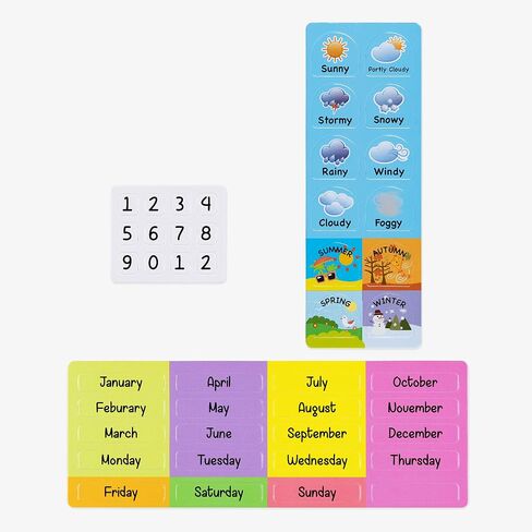 Navaris Kids Magnetic Calendar Board - My First Calendar Daily Magnet Stickers Wall Chart with Seasons, Weather, Months for Children - Pink Princess in Saudi Arabia