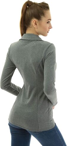 AmélieBoutik Women Cotton Blend Turtleneck Collar Pockets Long Sleeve Full Zip Hip Length Jacket in Saudi Arabia