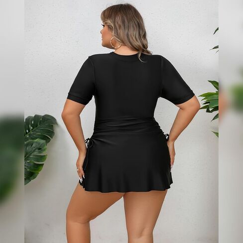 FYMNSI Women Plus Size Zipper Rash Guard Sun Protection Surf Rashguard Boyleg One Piece Sport Swimsuit Padded Bathing Suit in Saudi Arabia