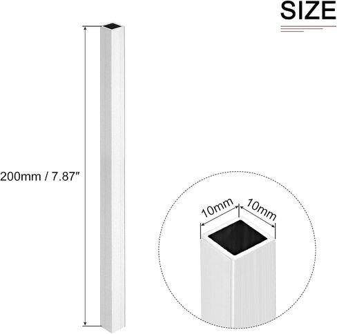 DTGN 10mmx10mmx1mmx200mm (Width x Wall Thickness x Length) Square Tube - 6Pack - Good for Industrial Housing Construction - 6063 Aluminum Square Tubing in Saudi Arabia