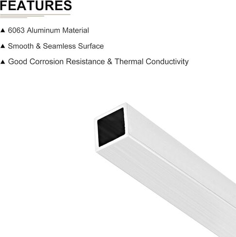 DTGN 10mmx10mmx1mmx200mm (Width x Wall Thickness x Length) Square Tube - 6Pack - Good for Industrial Housing Construction - 6063 Aluminum Square Tubing in Saudi Arabia