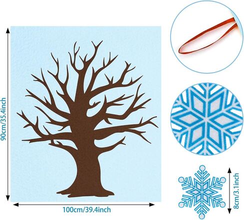 Whaline 76Pcs Winter Snowflake Tree Felt Craft Kit Christmas Snowman Penguin Ornaments Felt Bulletin Board for DIY Crafts Let It Snow Party Home Classroom Door Wall Decor in Saudi Arabia