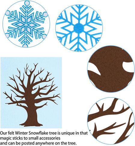 Whaline 76Pcs Winter Snowflake Tree Felt Craft Kit Christmas Snowman Penguin Ornaments Felt Bulletin Board for DIY Crafts Let It Snow Party Home Classroom Door Wall Decor in Saudi Arabia