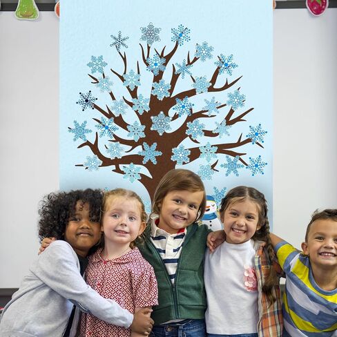 Whaline 76Pcs Winter Snowflake Tree Felt Craft Kit Christmas Snowman Penguin Ornaments Felt Bulletin Board for DIY Crafts Let It Snow Party Home Classroom Door Wall Decor in Saudi Arabia