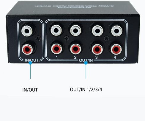 No External Power No Noise 4 Way 1 in 4 Out or 4 in 1 Out Audio Sound selector RCA Female Stereo 4 Channel Splitter switcher Box Switching in Saudi Arabia