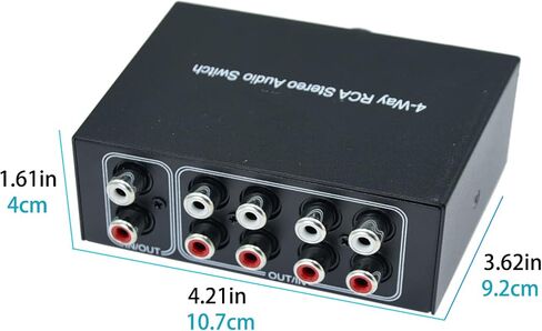 No External Power No Noise 4 Way 1 in 4 Out or 4 in 1 Out Audio Sound selector RCA Female Stereo 4 Channel Splitter switcher Box Switching in Saudi Arabia