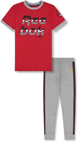 Reebok boys 2-piece Clothing Set - Short Sleeve Crewneck T-shirt + Comfy Fleece Jogger Sweatpants in Saudi Arabia