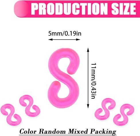 Hocansen S Clips Rubber Band 11mm Bracelet Loom Clips Plastic Connectors for DIY Bracelet Making-Refill Kit（Colorful/SG） in Kuwait
