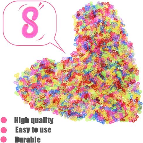 Hocansen S Clips Rubber Band 11mm Bracelet Loom Clips Plastic Connectors for DIY Bracelet Making-Refill Kit（Colorful/SG） in Kuwait
